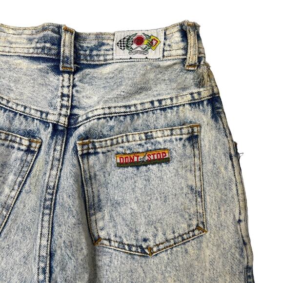 Vintage 90s High Waisted Embroidered Distressed Fray Hem Jean Shorts Girls 10 - Picture 7 of 9